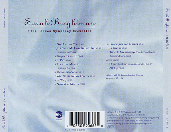 Sarah Brightman & London Symphony Orchestra - Timeless | EastWest (0630-19066-2) - 2 Sarah Brightman & London Symphony Orchestra - Timeless | EastWest (0630-19066-2) - 2