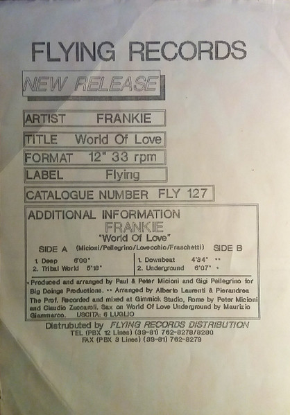 Frankie - World Of Love | Flying Records (FLY 127) - 2 Frankie - World Of Love | Flying Records (FLY 127) - 2