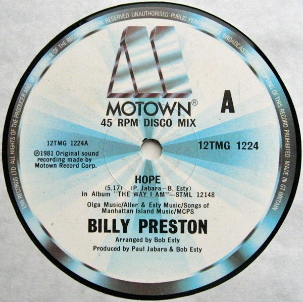 Billy Preston - Hope | Motown (12TMG 1224) - 2