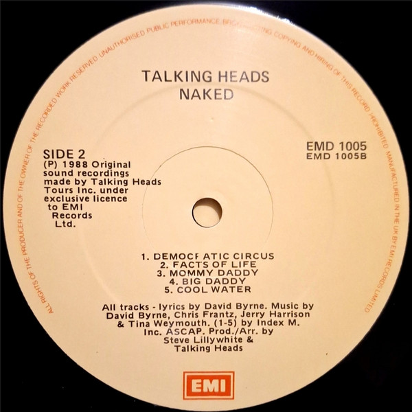 Talking Heads - Naked | EMI (EMD 1005) - 2