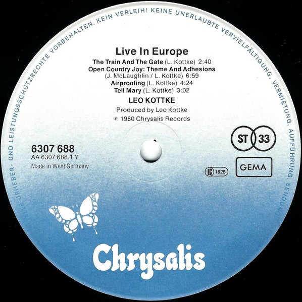 Leo Kottke - Live In Europe | Chrysalis (6307 688) - 3