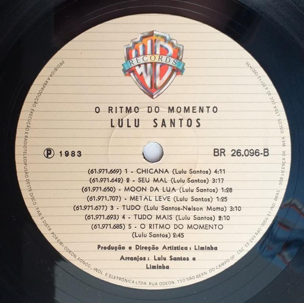 Lulu Santos - O Ritmo Do Momento | Warner Bros. Records (BR 26.096) - 4