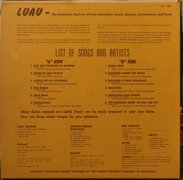 Various - Luau | Waikiki Records (LP-101) - 2