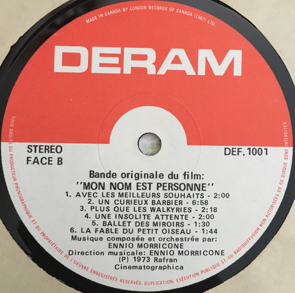 Ennio Morricone - Mon Nom Est Personne (Bande Originale Du Film) | Deram (DEF.1001) - 4