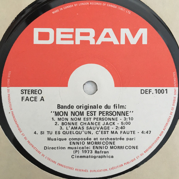 Ennio Morricone - Mon Nom Est Personne (Bande Originale Du Film) | Deram (DEF.1001) - 3