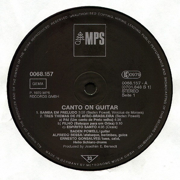 Baden Powell - Canto On Guitar | MPS Records (0068.157) - 3 Baden Powell - Canto On Guitar | MPS Records (0068.157) - 3