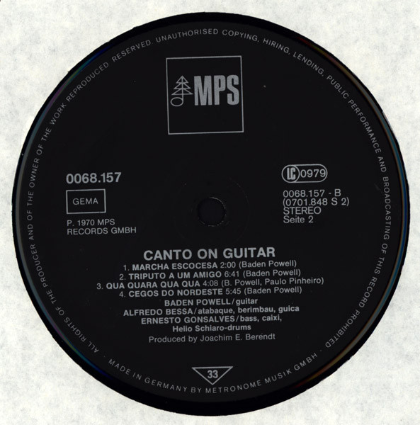 Baden Powell - Canto On Guitar | MPS Records (0068.157) - 4 Baden Powell - Canto On Guitar | MPS Records (0068.157) - 4
