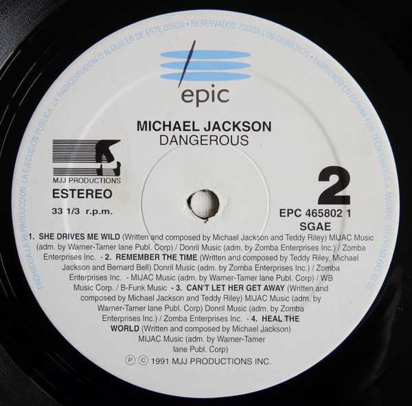 Michael Jackson - Dangerous | Epic (EPC 465802 1) - 4