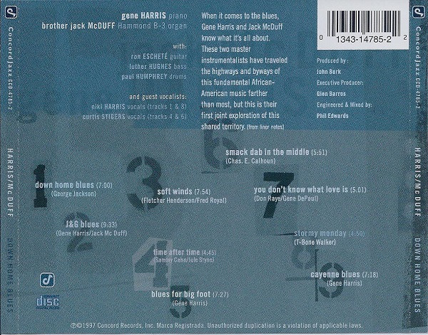 Gene Harris , Brother Jack McDuff - (Down Home) Blues | Concord Jazz (CCD-4785-2) - 2