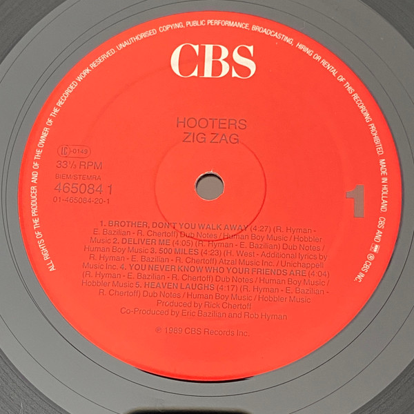 The Hooters - Zig Zag | CBS (465084 1) - 3