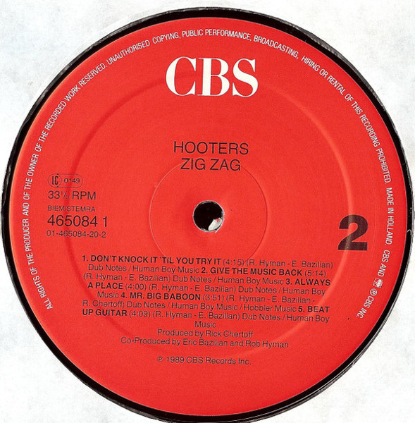 The Hooters - Zig Zag | CBS (465084 1) - 4