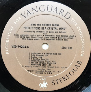 Richard & Mimi Farina - Reflections In A Crystal Wind | Vanguard (VSD 79204) - 3 Richard & Mimi Farina - Reflections In A Crystal Wind | Vanguard (VSD 79204) - 3