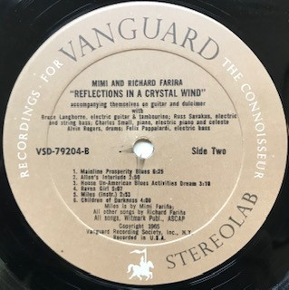 Richard & Mimi Farina - Reflections In A Crystal Wind | Vanguard (VSD 79204) - 4 Richard & Mimi Farina - Reflections In A Crystal Wind | Vanguard (VSD 79204) - 4