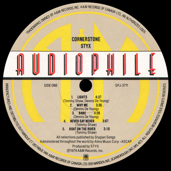 Styx - Cornerstone | A&M Records (SPJ-3711) - 3 Styx - Cornerstone | A&M Records (SPJ-3711) - 3