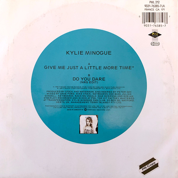 Kylie Minogue - Give Me Just A Little More Time | PWL Empire (9031-76385-7 LA) - 3