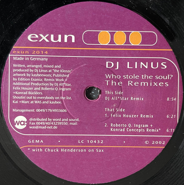 DJ Linus - Who Stole The Soul? - The Remixes | Exun (exun 2014) - 2