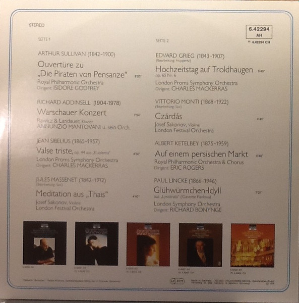 Various - Warschauer Konzert, Valse Triste, Auf Einem Persischer Markt, Glühwürmchen-Idyll | Decca (6.42294 AH) - 2
