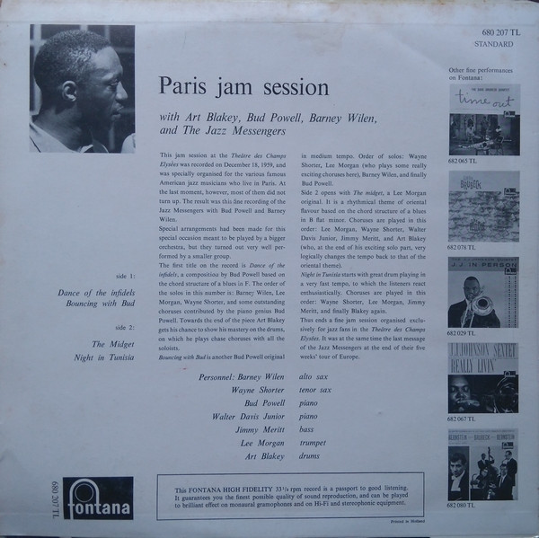 Art Blakey • Bud Powell • Barney Wilen And Art Blakey & The Jazz Messengers - Paris Jam Session | Fontana (680 207 TL) - 2 Art Blakey • Bud Powell • Barney Wilen And Art Blakey & The Jazz Messengers - Paris Jam Session | Fontana (680 207 TL) - 2