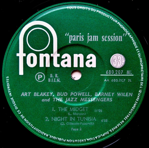 Art Blakey • Bud Powell • Barney Wilen And Art Blakey & The Jazz Messengers - Paris Jam Session | Fontana (680 207 TL) - 4 Art Blakey • Bud Powell • Barney Wilen And Art Blakey & The Jazz Messengers - Paris Jam Session | Fontana (680 207 TL) - 4
