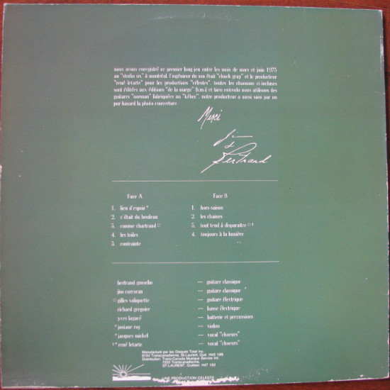 Jim Corcoran & Bertrand Gosselin - Jim Corcoran & Bertrand Gosselin [Vinyl] | Disques Total (DT-22012) - 2