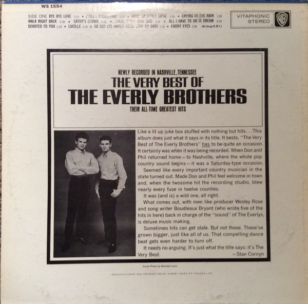 Everly Brothers - The Very Best Of The Everly Brothers [Vinyl] | Warner Bros. Records (WS 1554) - 2