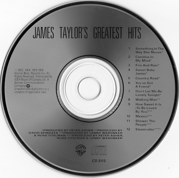 James Taylor - Greatest Hits | Warner Bros. Records (CD 3113) - 3 James Taylor - Greatest Hits | Warner Bros. Records (CD 3113) - 3