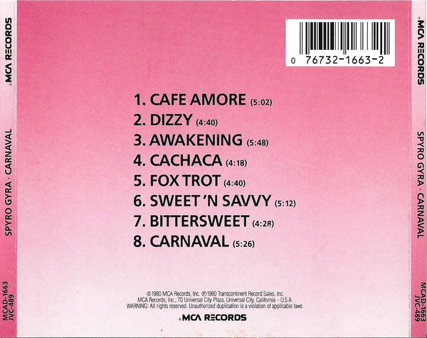 Spyro Gyra - Carnaval | MCA Records (MCAD-1663) - 2 Spyro Gyra - Carnaval | MCA Records (MCAD-1663) - 2