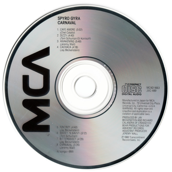 Spyro Gyra - Carnaval | MCA Records (MCAD-1663) - 3 Spyro Gyra - Carnaval | MCA Records (MCAD-1663) - 3
