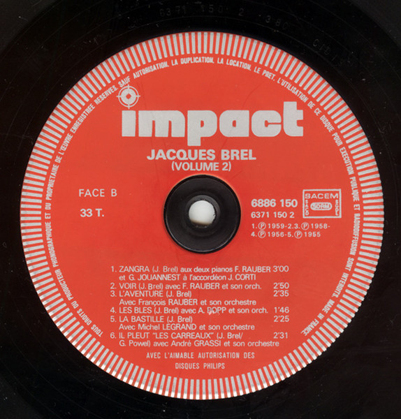 Jacques Brel - Jacques Brel Volume 2 | Impact (6886 150) - 4