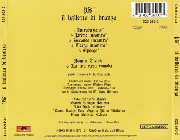 Il Balletto Di Bronzo - Ys | Polydor (523 693-2) - 2 Il Balletto Di Bronzo - Ys | Polydor (523 693-2) - 2