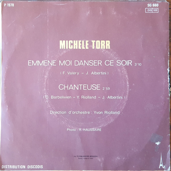 Michèle Torr - Emmène-moi Danser Ce Soir | Disc'Az (SG 660) - 2