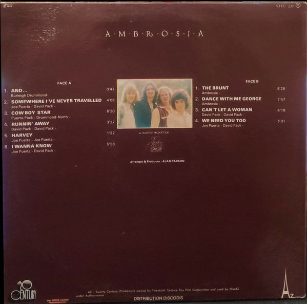 Ambrosia - Somewhere I've Never Travelled | 20th Century Records (STEC 224) - 2 Ambrosia - Somewhere I've Never Travelled | 20th Century Records (STEC 224) - 2