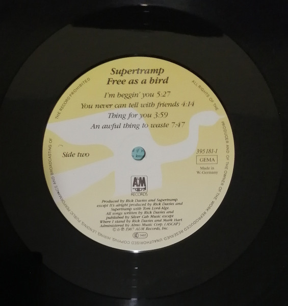 Supertramp - Free As A Bird | A&M Records (395 181-1) - 4