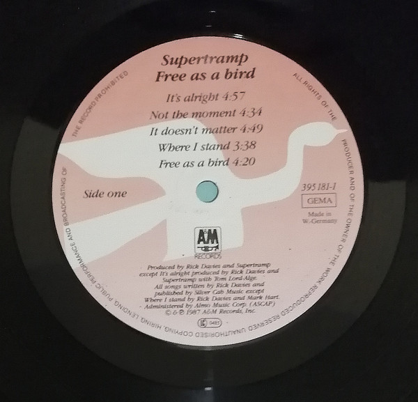 Supertramp - Free As A Bird | A&M Records (395 181-1) - 3