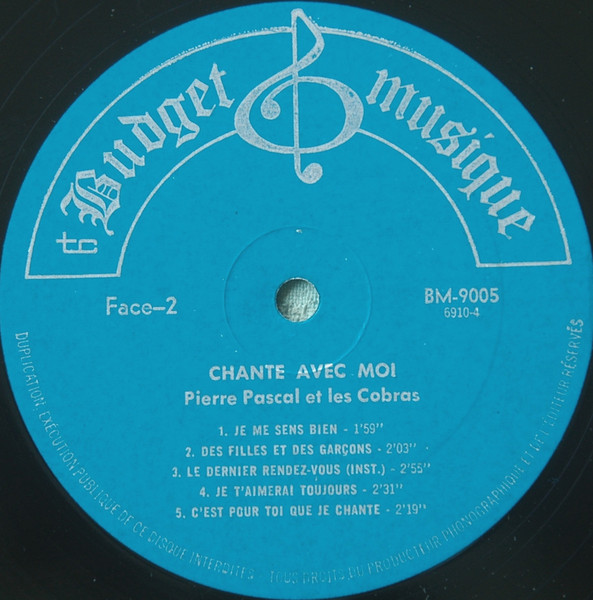 Pierre Pascal Et Les Cobras - Chante Avec Moi... | Budget Musique (BM-9005) - 4 Pierre Pascal Et Les Cobras - Chante Avec Moi... | Budget Musique (BM-9005) - 4