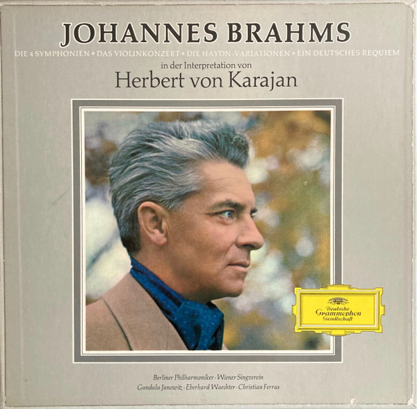 Johannes Brahms - Herbert von Karajan / Berliner Philharmoniker / Wiener Singverein / Gundula Janowitz / Eberhard Wächter / Christian Ferras - Die 4 Symphonien · Das Violinkonzert · Die Haydn-Variationen · Ein Deutsches Requiem | Deutsche Grammophon (SKL 133/139)