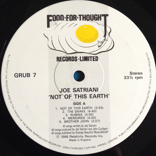 Joe Satriani - Not Of This Earth | Food For Thought Records (GRUB 7) - 3 Joe Satriani - Not Of This Earth | Food For Thought Records (GRUB 7) - 3