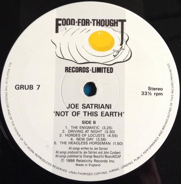 Joe Satriani - Not Of This Earth | Food For Thought Records (GRUB 7) - 4 Joe Satriani - Not Of This Earth | Food For Thought Records (GRUB 7) - 4