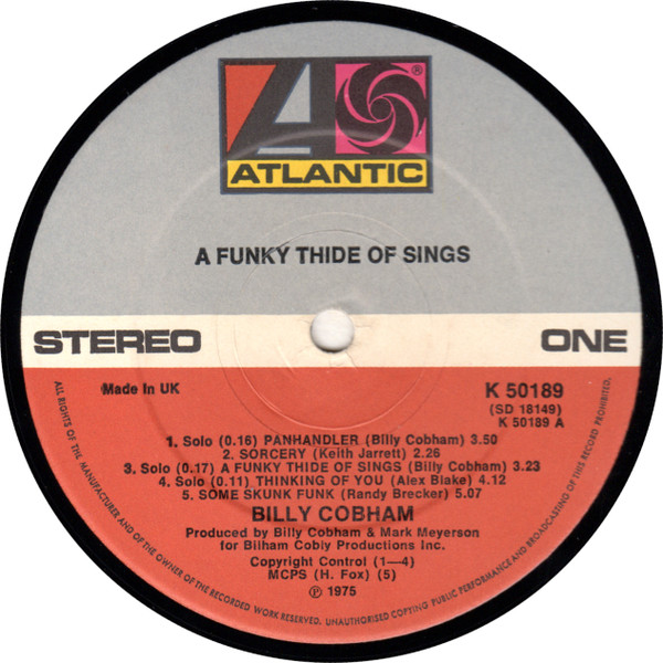 Billy Cobham - A Funky Thide Of Sings | Atlantic (K 50189) - 3 Billy Cobham - A Funky Thide Of Sings | Atlantic (K 50189) - 3