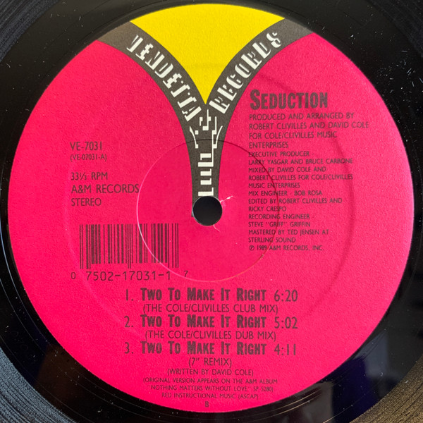 Seduction - Two To Make It Right | Vendetta Records (VE-7031) - 3