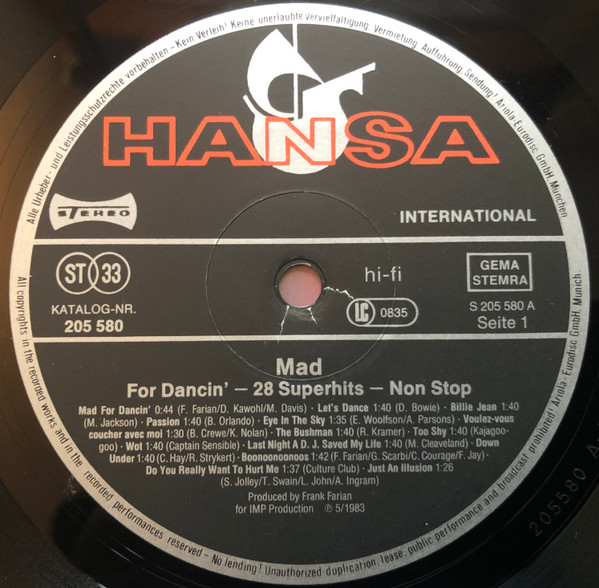 Mad - For Dancin' - 28 Superhits Nonstop | Hansa International (205 580) - 3