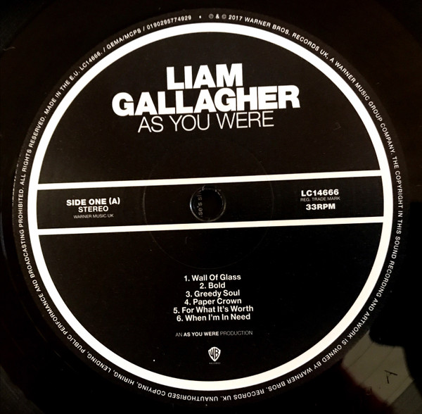 Liam Gallagher - As You Were - Vinilo | Warner Bros. Records (0190295774929) - 5 Liam Gallagher - As You Were - Vinilo | Warner Bros. Records (0190295774929) - 5