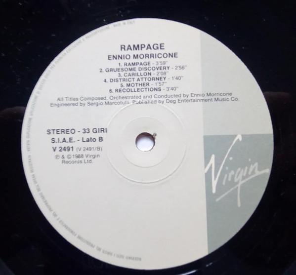 Ennio Morricone - Rampage (Original Motion Picture Soundtrack) | Virgin Records America, Inc. (V 2491) - 4 Ennio Morricone - Rampage (Original Motion Picture Soundtrack) | Virgin Records America, Inc. (V 2491) - 4
