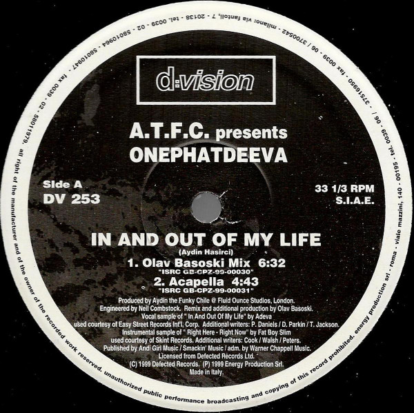 ATFC Presents OnePhatDeeva - In And Out Of My Life (Part 2) | D:Vision Records (DV253) - 2