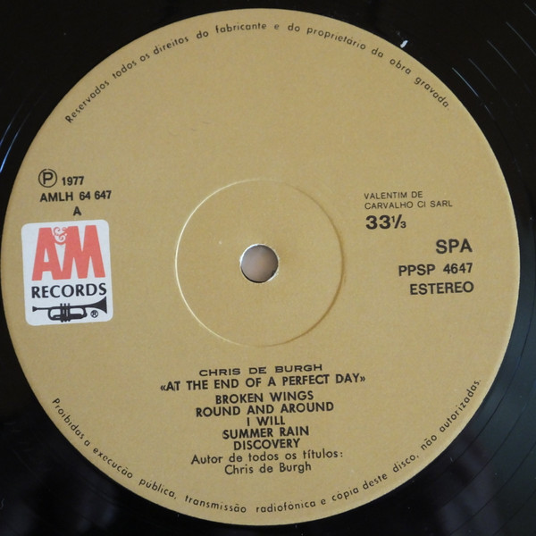 Chris de Burgh - At The End Of A Perfect Day | A&M Records (P PSP 4647) - 4