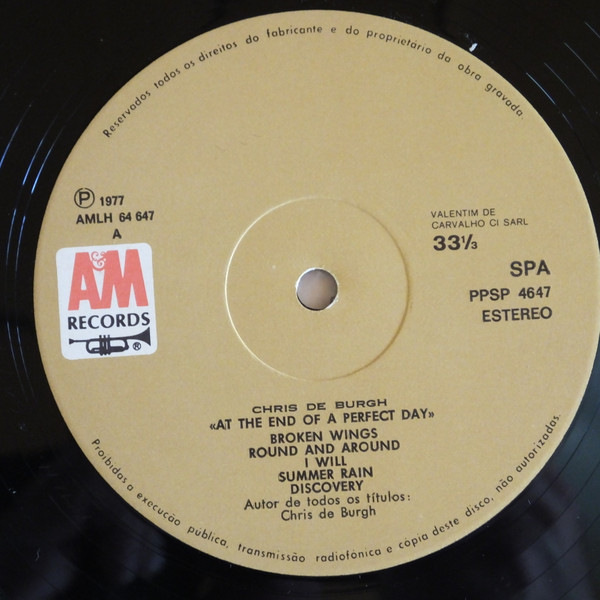 Chris de Burgh - At The End Of A Perfect Day | A&M Records (P PSP 4647) - 3