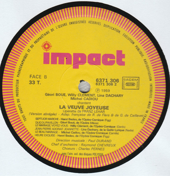 Various - La Veuve Joyeuse | Impact (6371 306) - 3