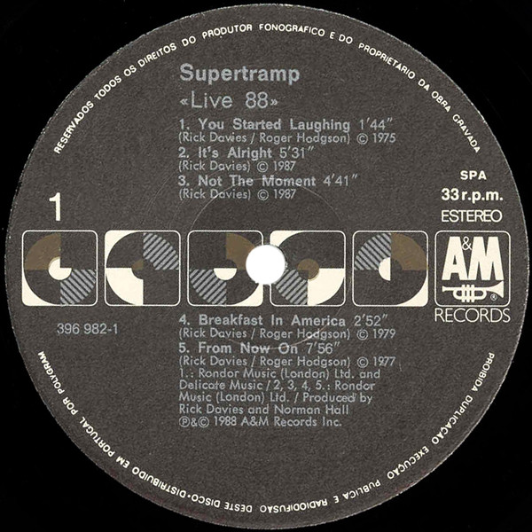 Supertramp - Live '88 | A&M Records (396 982-1) - 3
