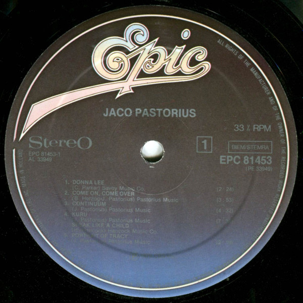 Jaco Pastorius - Jaco Pastorius | Epic (EPC 81453) - 2