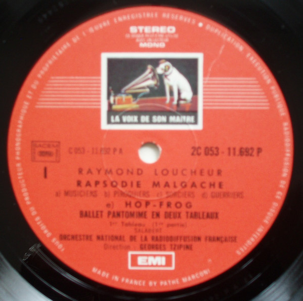 Raymond Loucheur , Orchestre National De France , Georges Tzipine - Rapsodie Malgache, Hop-Frog | La Voix de Son Maître (2C 053-11692) - 2